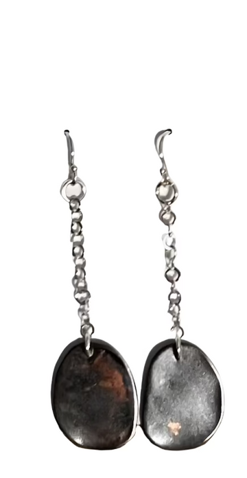 Skipping stones | sterling silver & oxidized copper earrings