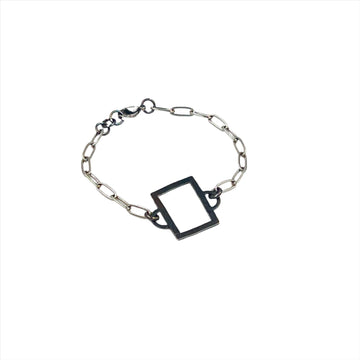 Minor Sq. | oxidized sterling silver and stainless steel bracelet