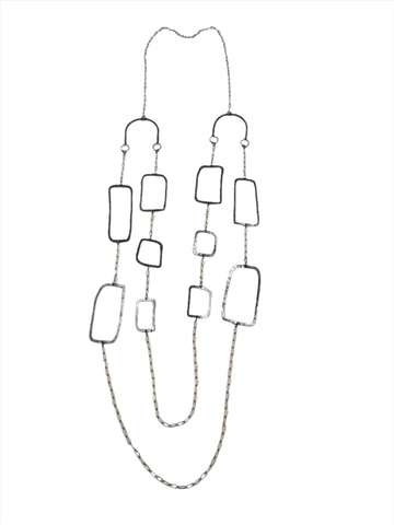 Moon Bridge | oxidized sterling silver and copper with stainless steel chain necklace