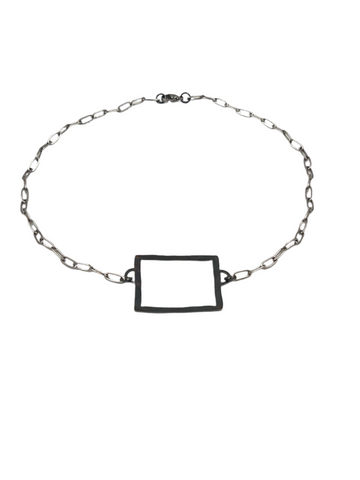 Major Square | oxidized sterling silver and stainless steel 18" necklace