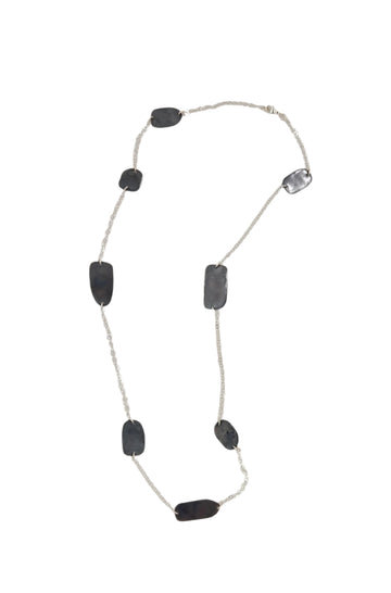 Skipping Stones | sterling silver & oxidized copper 36" necklace