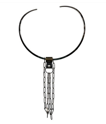 Radiant Rebel | sterling silver stainless steel, oxidized brass, and pearl necklace