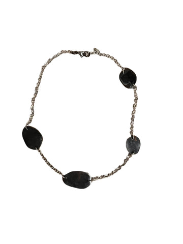 Skipping Stone | sterling silver & oxidized copper 18" necklace