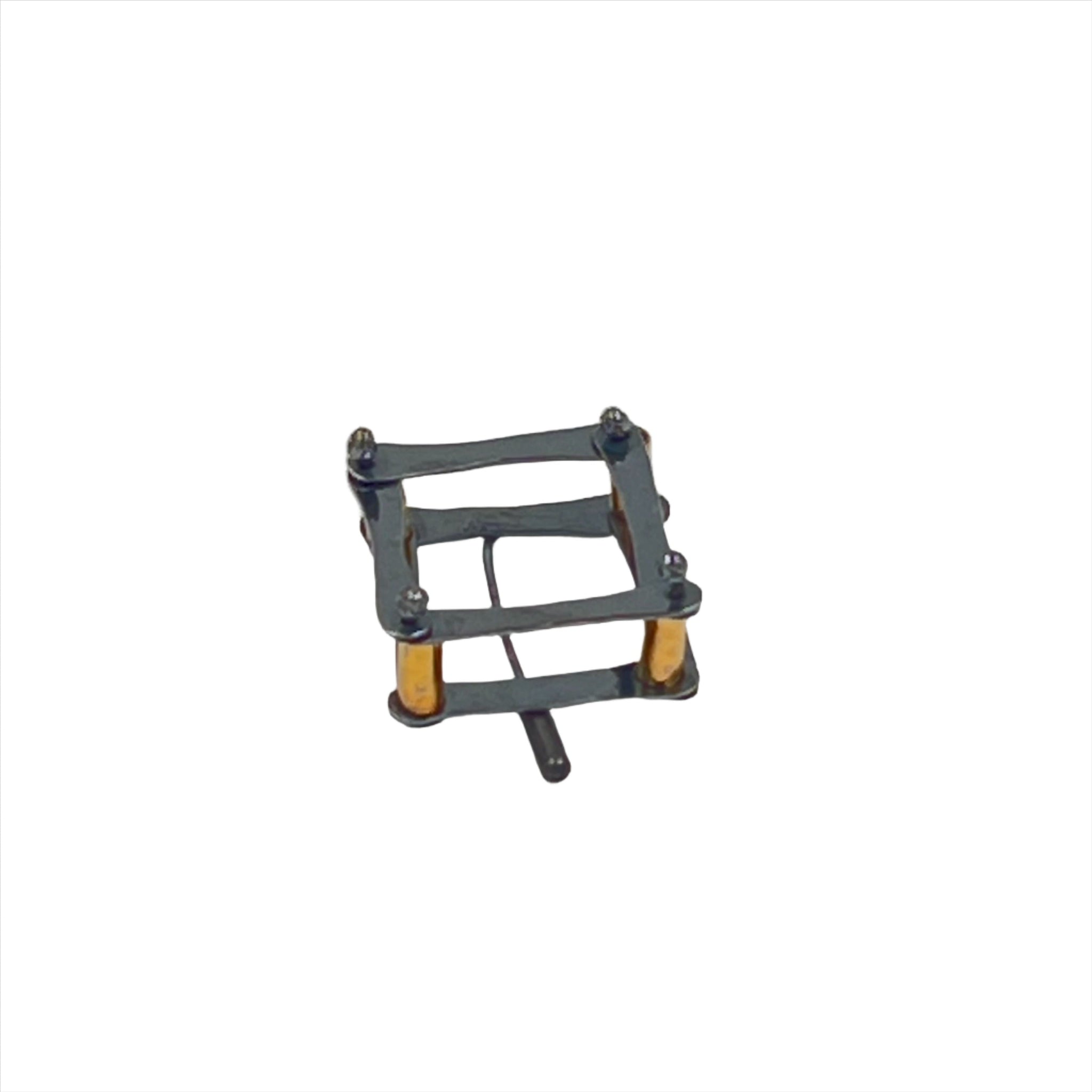 Playing Bridge | oxidized sterling silver and brass brooch pin