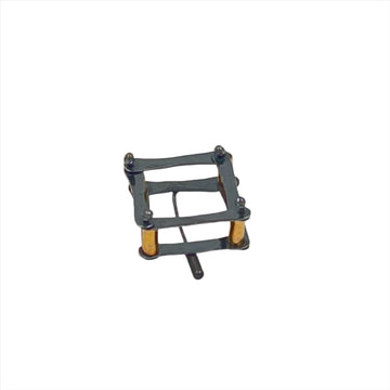 Playing Bridge | oxidized sterling silver and brass brooch pin