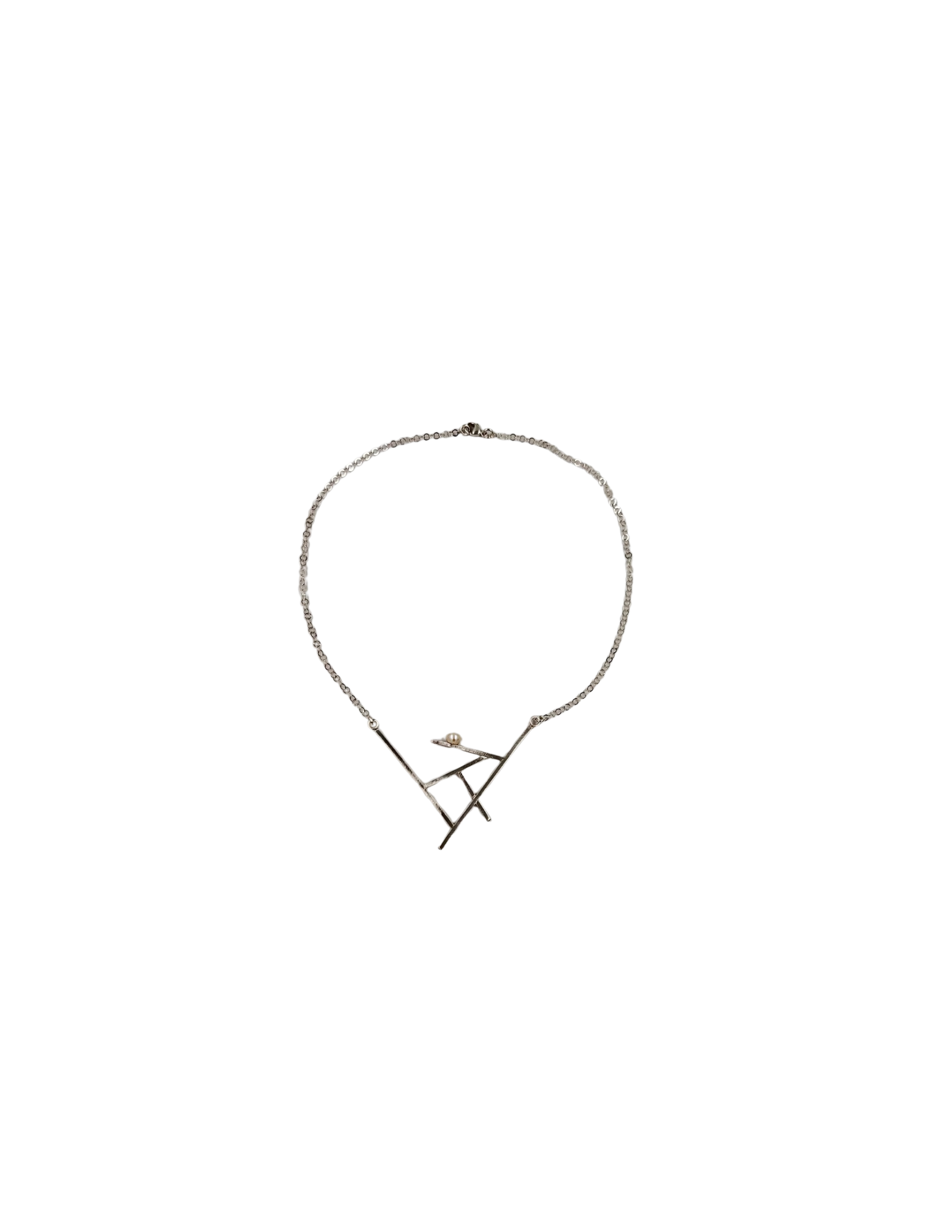Pick up sticks | sterling silver with a white pearl necklace
