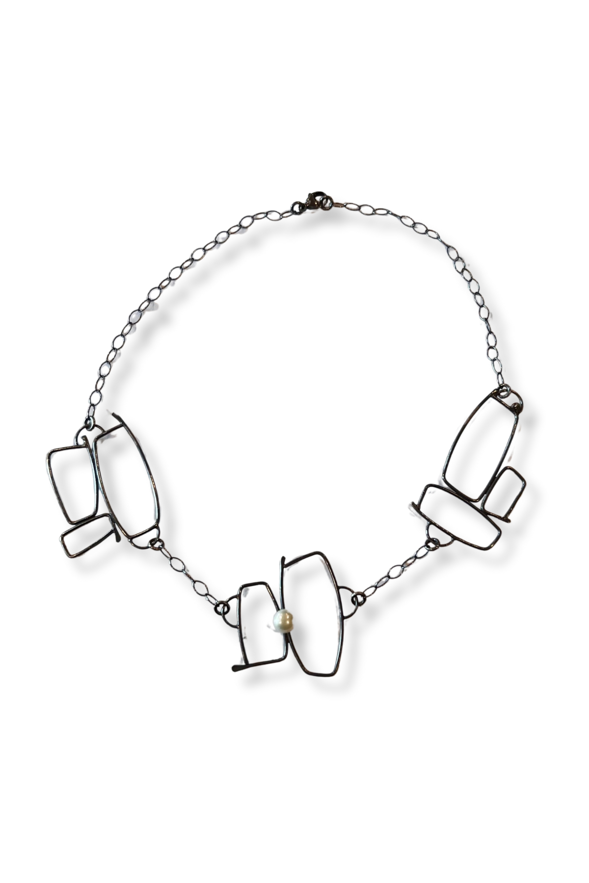 View from Above | sterling silver with white pearl 19" necklace